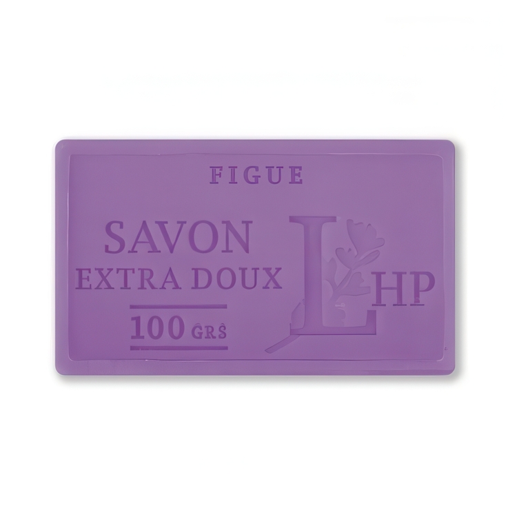 Tvål med Fikondoft, 100 g, SAVON DE MARSEILLE FIGUE, 8,5 x 5 x H 2,5 cm, Lila