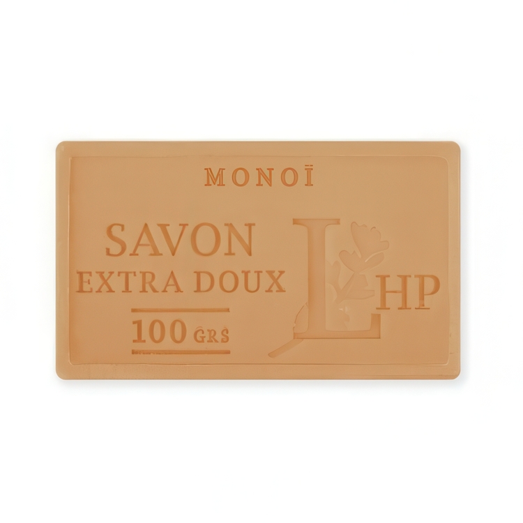 Tvål med Monoi Tahiti doft, 100 g, SAVON DE MARSEILLE MONOI, 8,5 x 5 x H 2,5 cm, Orange