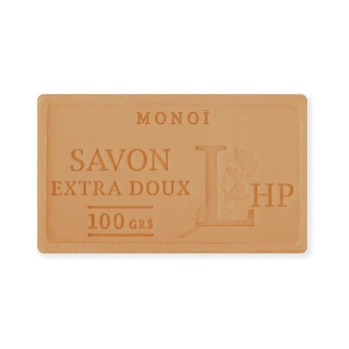 Tvål med Monoi Tahiti doft, 100 g, SAVON DE MARSEILLE MONOI, 8,5 x 5 x H 2,5 cm, Orange