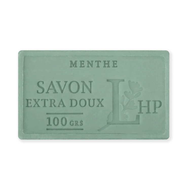 Tvål med Mynta 100 g, SAVON DE MARSEILLE MENTHE, 8,5 x 5 x H 2,5 cm, Grön