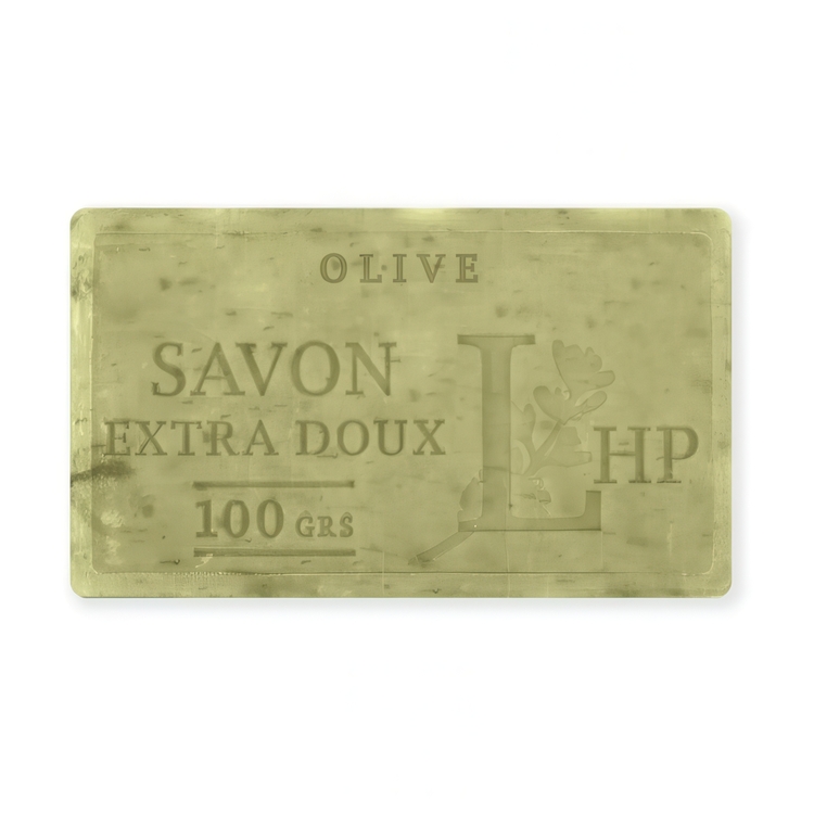 Tvål med Olivblad, 100 g, SAVON DE MARSEILLE FEUILLES, 8,5 x 5 x H 2,5 cm, Olivgrön