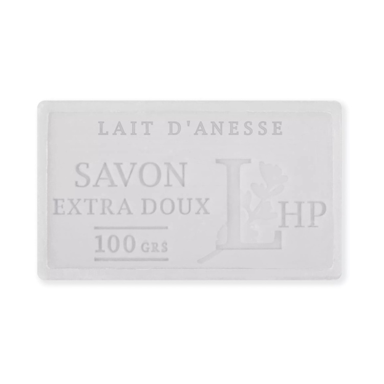 Tvål med Åsnemjölk, 100 g, SAVON DE MARSEILLE LAIT D'ANESSE, 8,5 x 5 x H 2,5 cm, Vit