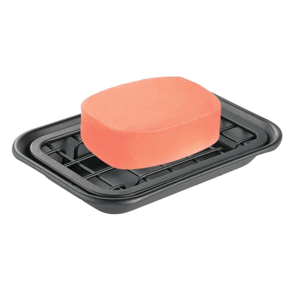 Tvålkopp i metall, Självdränerande, GIA SOAP DISH, 14,5 x 10 x H 2 cm, Matt svart