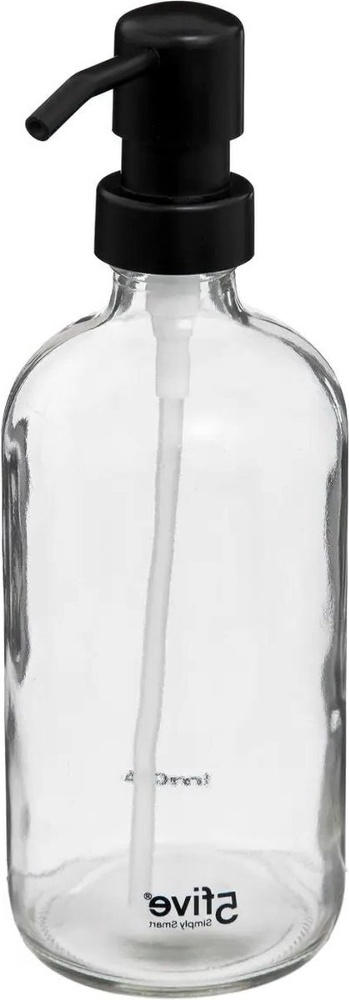 Tvålpump i glas, 450 ml, DISTRIBUTEUR Ã SAVON, Ø 7,4 x H 21 cm, Klar / Svart