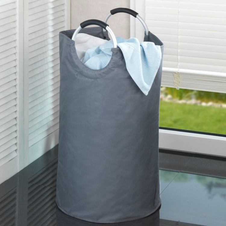 Tvättkasse, Stor, 69 L, JUMBO BASKET, Ø 38 x H 72 cm, Mörkgrå