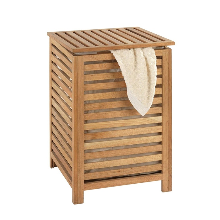 Tvättkorg i valnöt, 56 L, NORWAY, 45 x 45 x H 65 cm , Brun