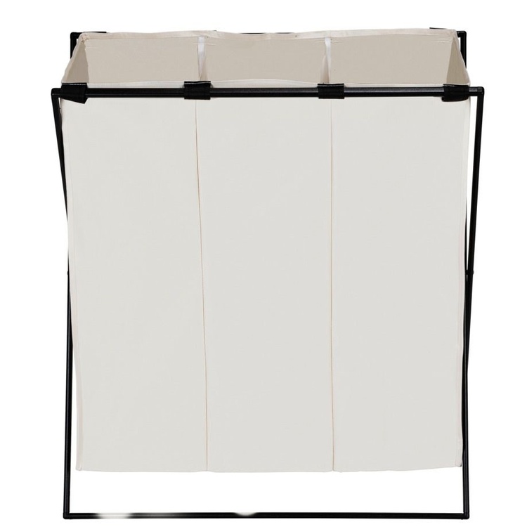 Tvättkorg med 3 fack, 145 L, TRIO XL, 69 x 37 x H 76 cm, Beige / Svart