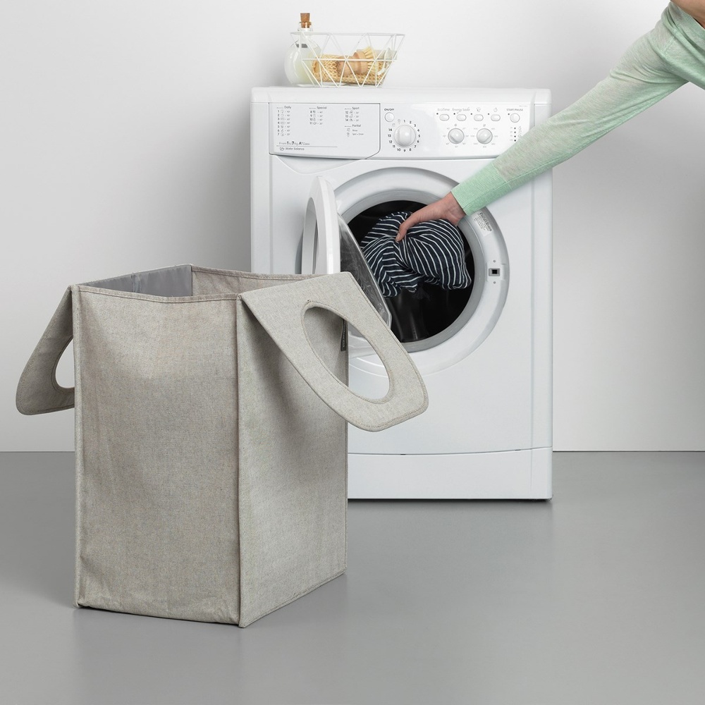 Smart tvättkorg med bärhandtag 55L, Brabantia, Ljusgrå