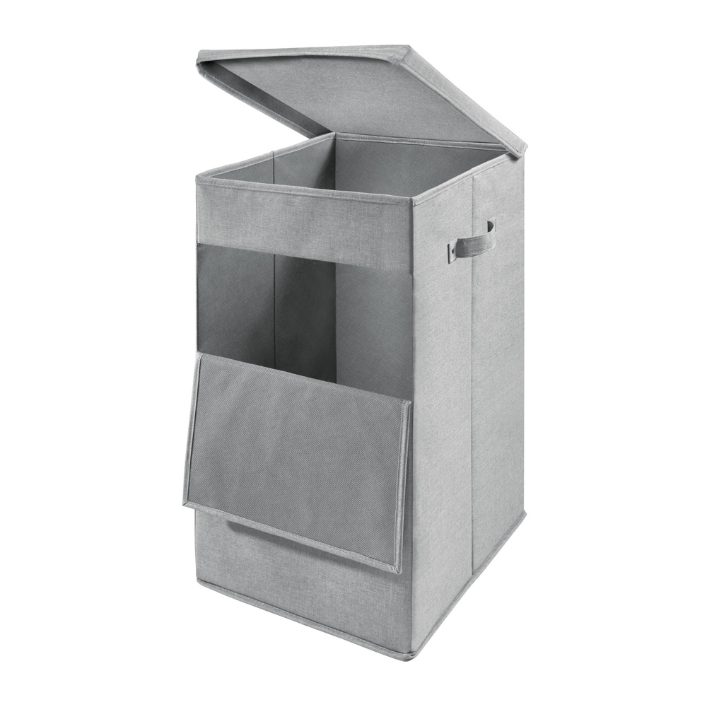 Tvättkorg med lucka, CODI HAMPER, 32 x 36 x H 60 cm, Ljusgrå