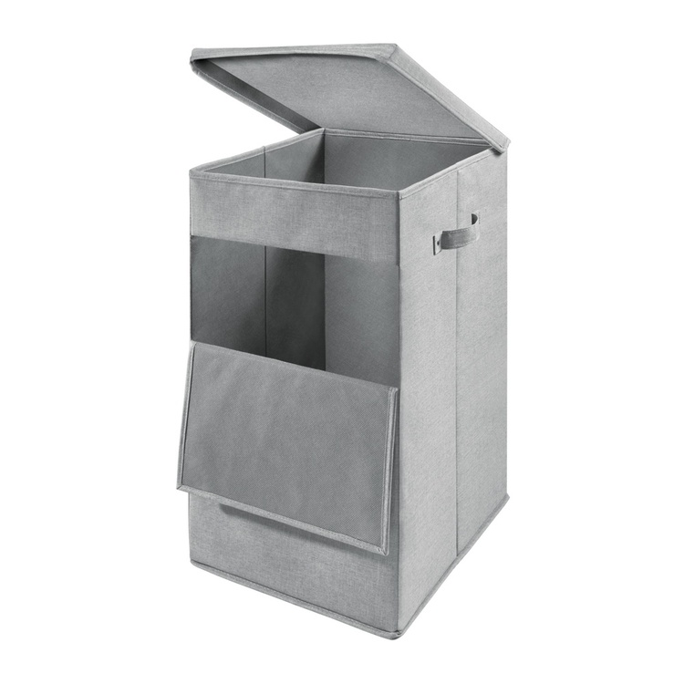 Tvättkorg med lucka, CODI HAMPER, 32 x 36 x H 60 cm, Ljusgrå