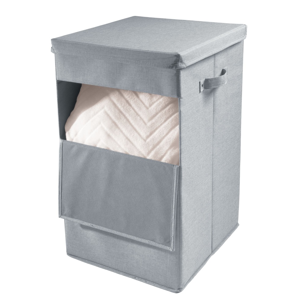 Tvättkorg med lucka, CODI HAMPER, 32 x 36 x H 60 cm, Ljusgrå