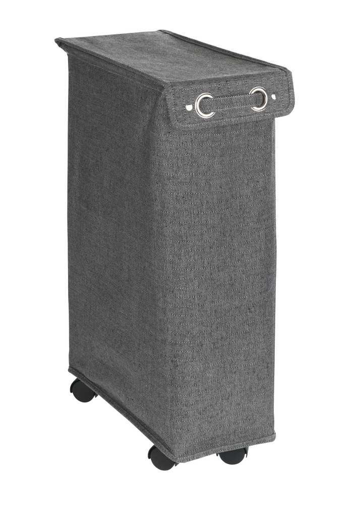 Tvättkorg på hjul, Extra Smal, CORNO PRIME, 18,5 x 40 x H 60 cm, Svart / Vit