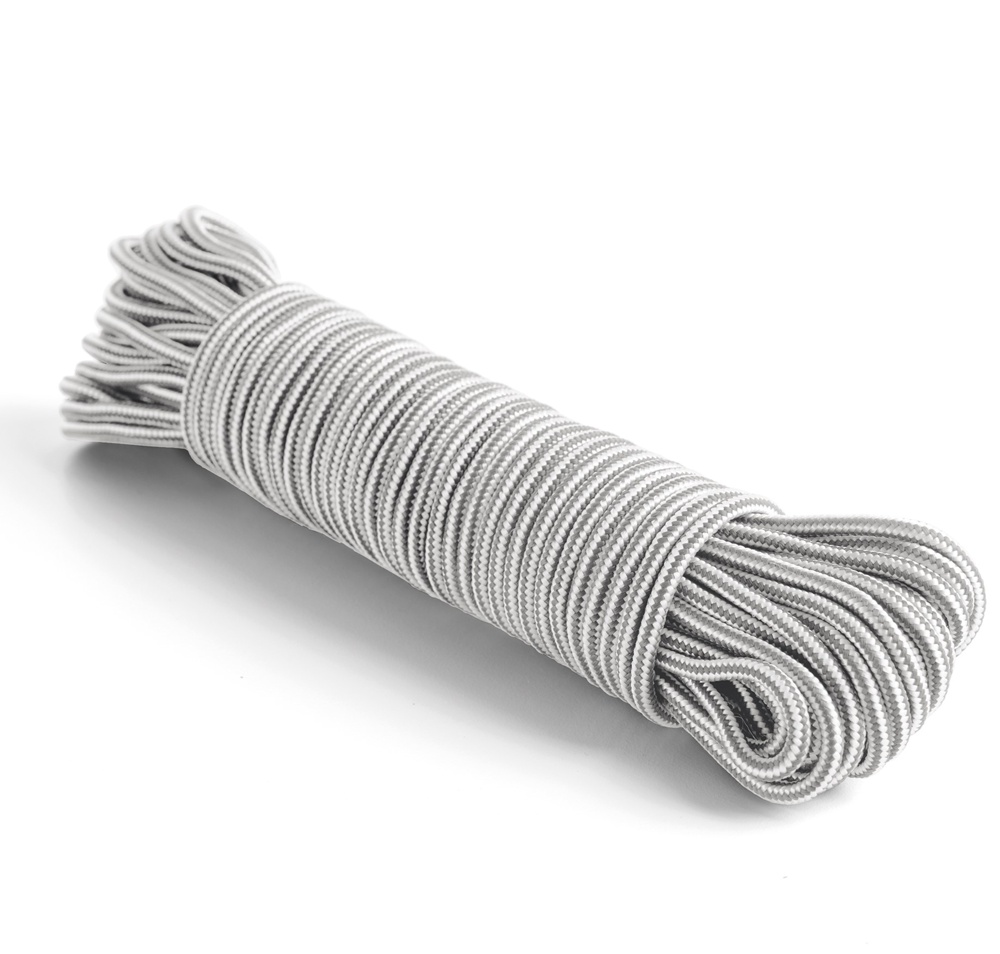 Tvättlina i nylon, Textilklädd, CUERDA DE TENDIDO, 20 Meter, Silvergrå