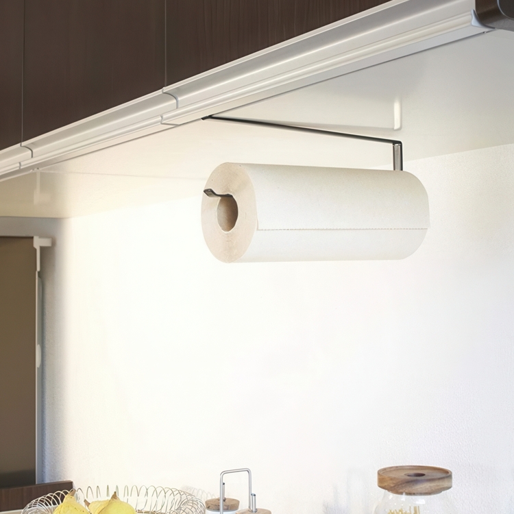 Under hylla hållare för hushållspapper, TOWER KITCHEN PAPER TOWEL, Yamazaki, Svart