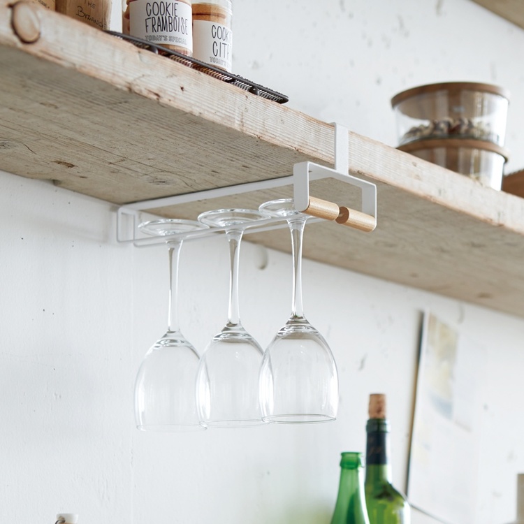 Under hylla vinglas hängare, TOSCA WINE GLASS HANGER, Yamazaki, Vit