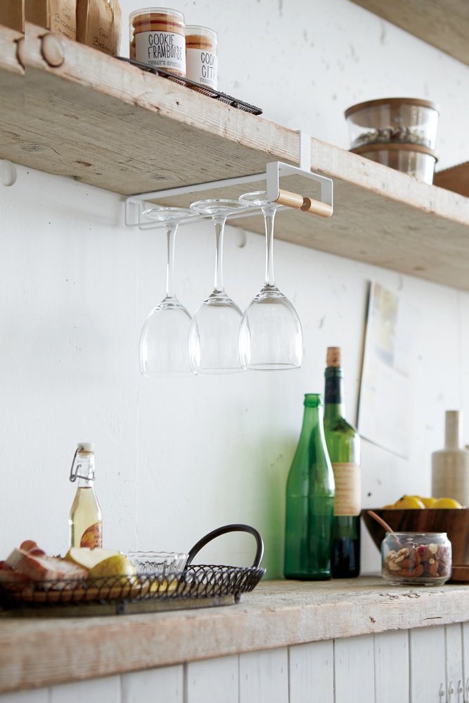Under hylla vinglas hängare, TOSCA WINE GLASS HANGER, Yamazaki, Vit