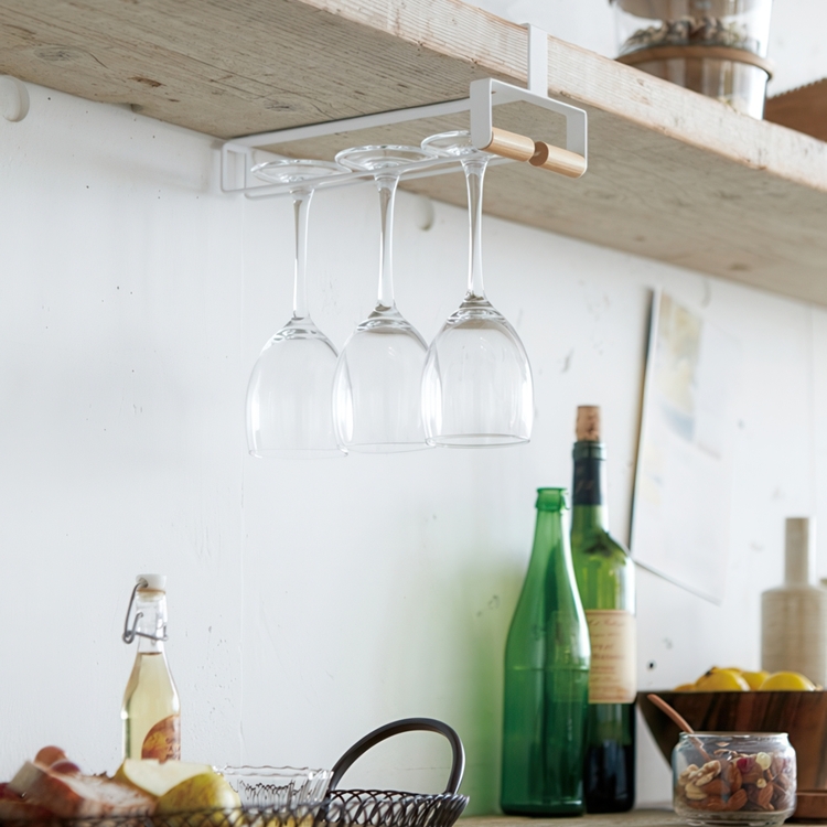 Under hylla vinglas hängare, TOSCA WINE GLASS HANGER, Yamazaki, Vit