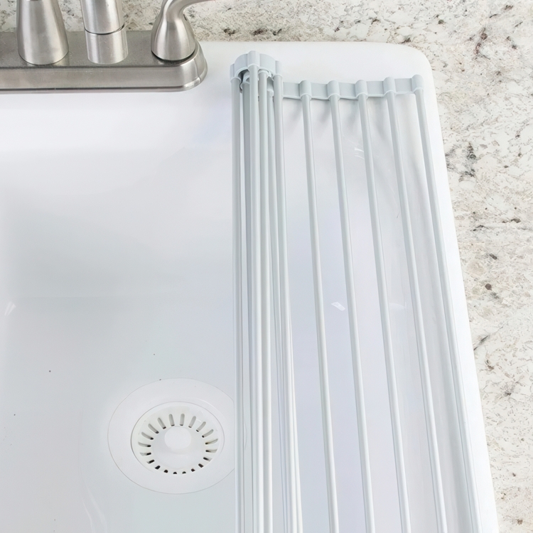 Underlägg över diskho, ALUMINIUM OVER SINK ROLL-UP, 47 x 28 cm, Silver / Grå