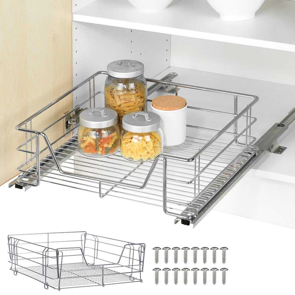 Utdragbar hylla för köksskåp, SLIDING RACK, 51 x 40 x H 18,5 cm, Silver