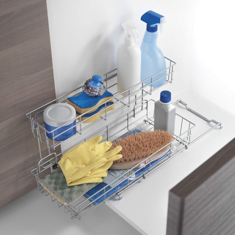 Utdragbar hylla för skåp, LIMPIO SLIDING ORGANISER, 50 x 20 x H 28 cm, Silver