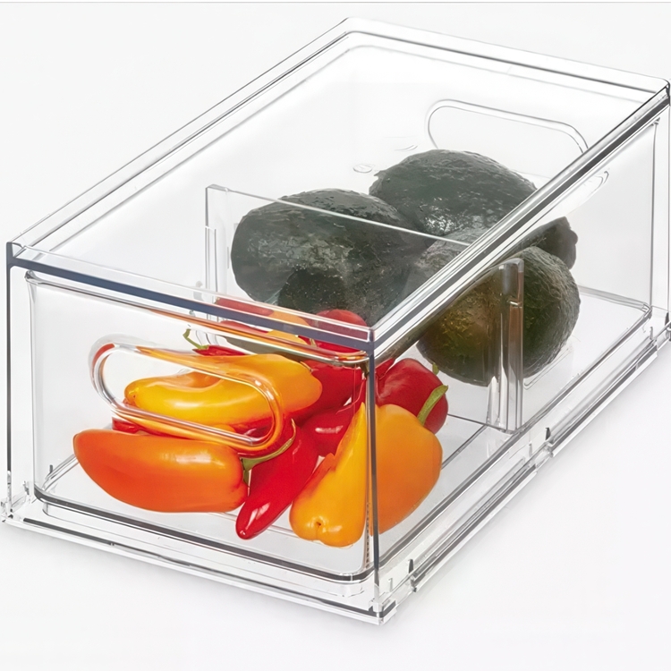 Utdragbar låda med avdelare, THE HOME EDIT FRIDGE DRAWER, 17x 31,4 x H 12 cm, Transparent