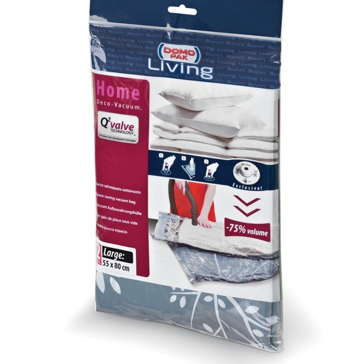 Vakuumpåsar, 2 st, LARGE LIVING FLAT, 80 x 55 cm, Svart / Klar