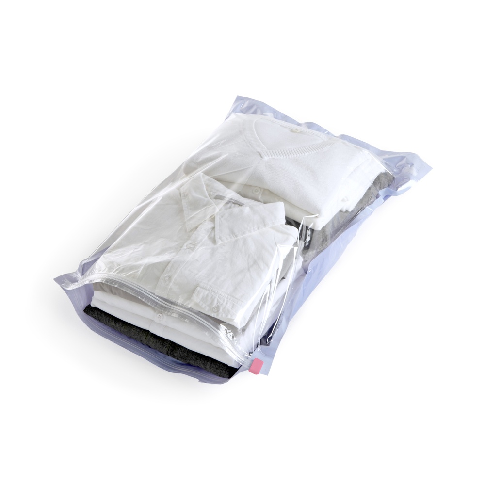 Vakuumpåsar, 2 st, MANUAL ROLL-UP, Medium, 65 x 45 cm, Klar / Blå