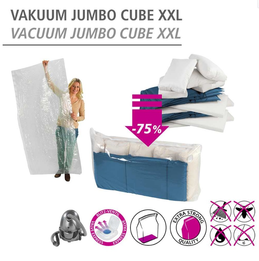 Vakuumpåse, XXL VACUUM JUMBO CUBE, 180 x 50 x H 90 cm, Klar