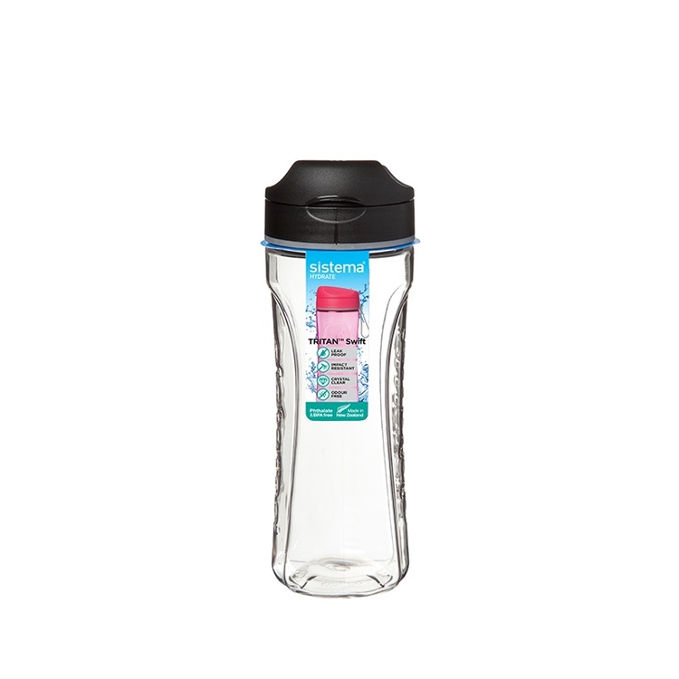 Vattenflaska, 600 ml, TRITAN SWIFT, Klar / Svart