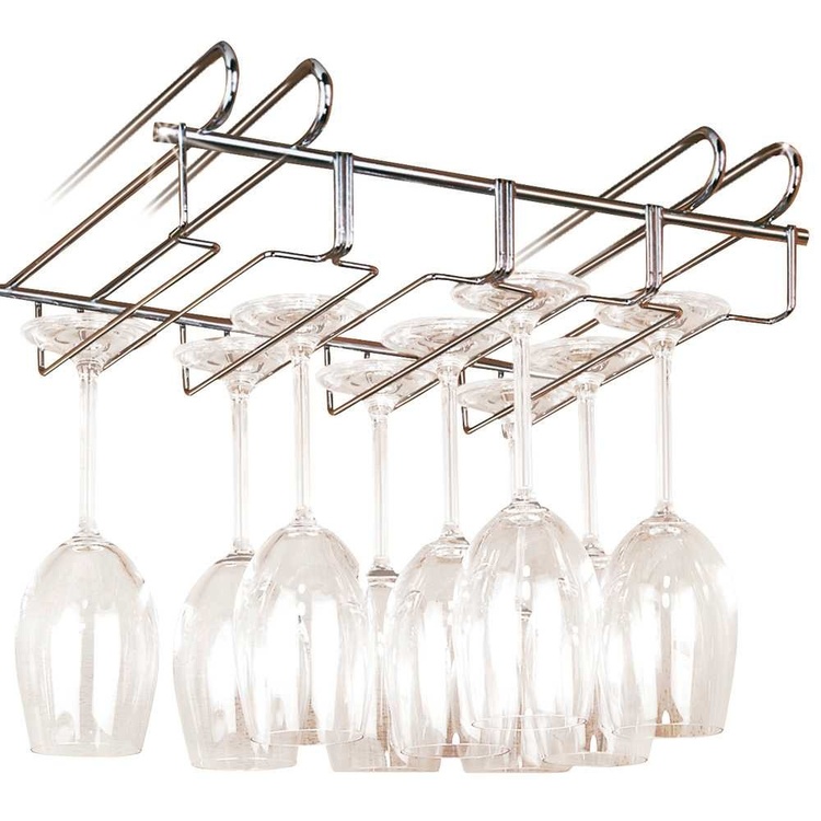Vinglas hängare för 12 glas, under hylla, LARGE GLASS HANGER, Silver