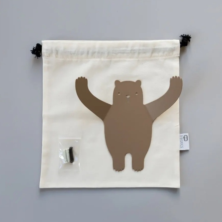 Väggkrok av återvunnen metall, WILD BROWN BEAR, 20 x H 18,5, Brun