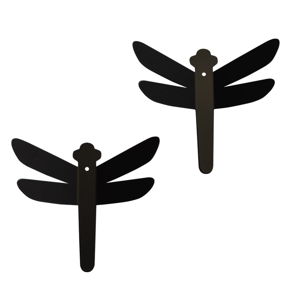 Väggkrokar i metall, 2 st trollsländor, BLACK DRAGONFLY, 14 x H 14 cm, Svarta
