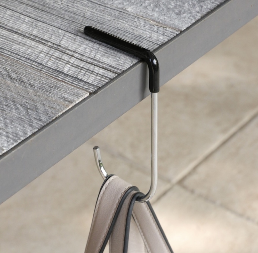 Väskhållare för bord, MAWA TABLE BAG HOLDER, 6 x H 13 cm, Silver / Svart