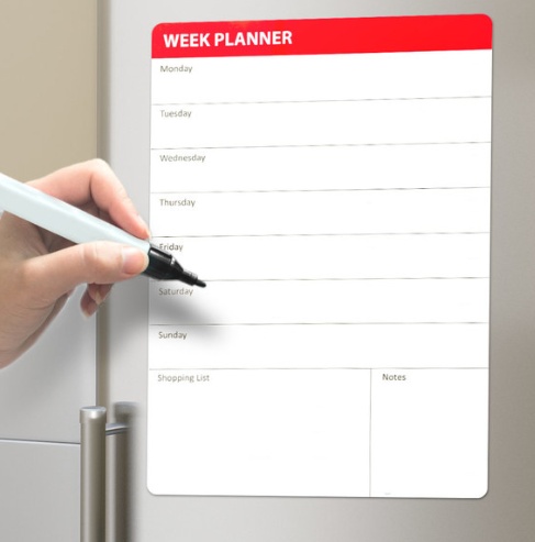 Whiteboardtavla, Magnetisk, WEEKLY PLANNER, 29,5 Ã— H 42 cm, Vit