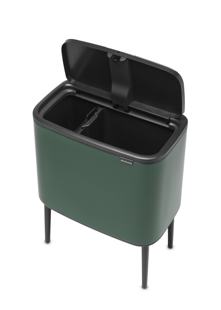 Återvinningsstation på ben, 2 insatser, BRABANTIA BO TOUCH 23 + 11 L, Pine Green
