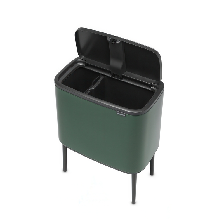 Återvinningsstation på ben, 2 insatser, BRABANTIA BO TOUCH 23 + 11 L, Pine Green