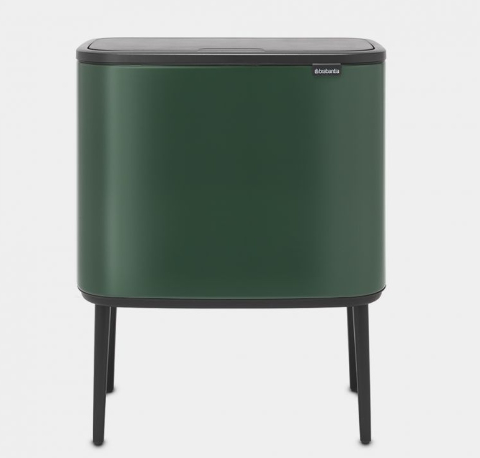Återvinningsstation på ben, 2 insatser, BRABANTIA BO TOUCH 23 + 11 L, Pine Green