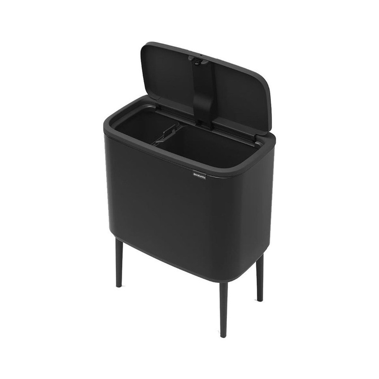 Återvinningsstation på ben, 2 insatser, BRABANTIA BO TOUCH, 23 + 11 L, Svart
