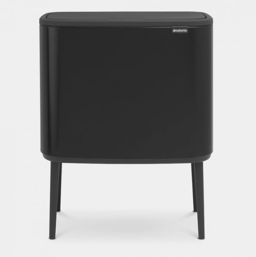 Återvinningsstation på ben, 2 insatser, BRABANTIA BO TOUCH, 23 + 11 L, Svart