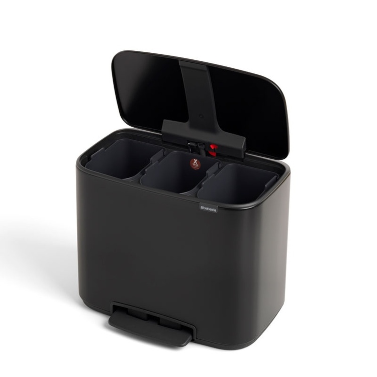 Återvinningsstation, 3 insatser, BRABANTIA BO PEDAL BIN, 3 x 11 L, Sva