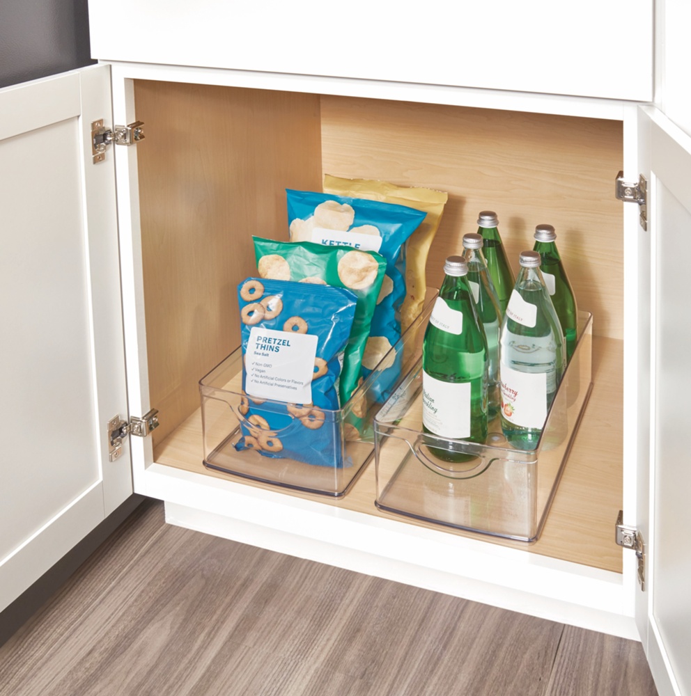 Öppen låda med handtag, Stapelbar, Djup, RPET CABINET BIN, 40,6 x 20,3 x H 12,7 cm, Transparent