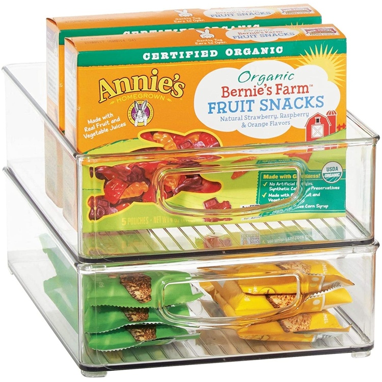Öppen låda med handtag, Stapelbar, Låg, Kort, LINUS CABINET BIN, 25,4 x 20,3 x H 7,6 cm, Transparent