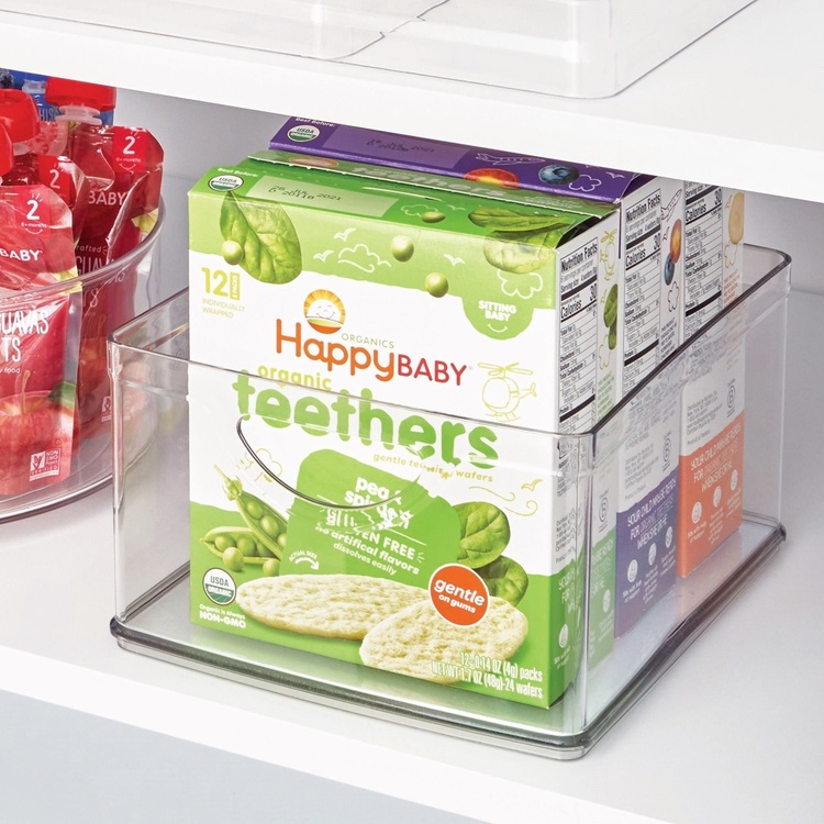 Öppen låda med handtag, Stapelbar, RPET CABINET BIN, 25,4 x 20,3 x H 12,7 cm, Transparent