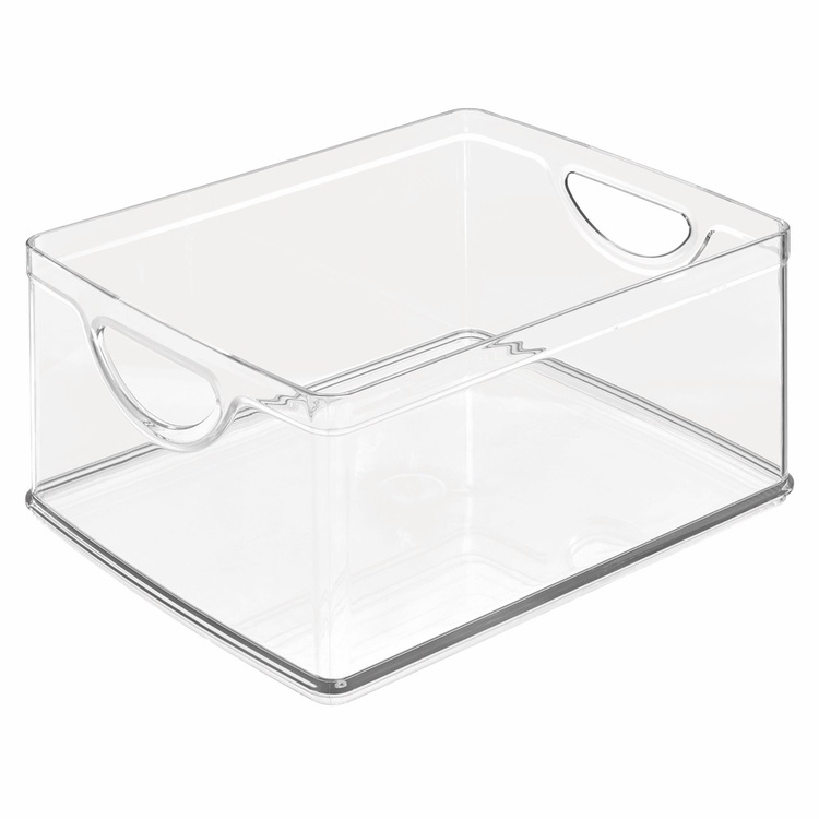 Öppen låda med handtag, Stapelbar, RPET CABINET BIN, 25,4 x 20,3 x H 12,7 cm, Transparent