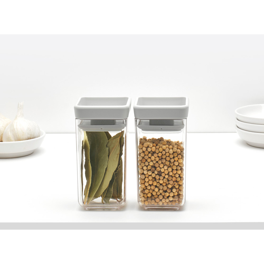 Miniburkar, 2 st, 0,15L, TASTY+ MINI CANISTERS, Brabantia, Klar / Ljusgrå