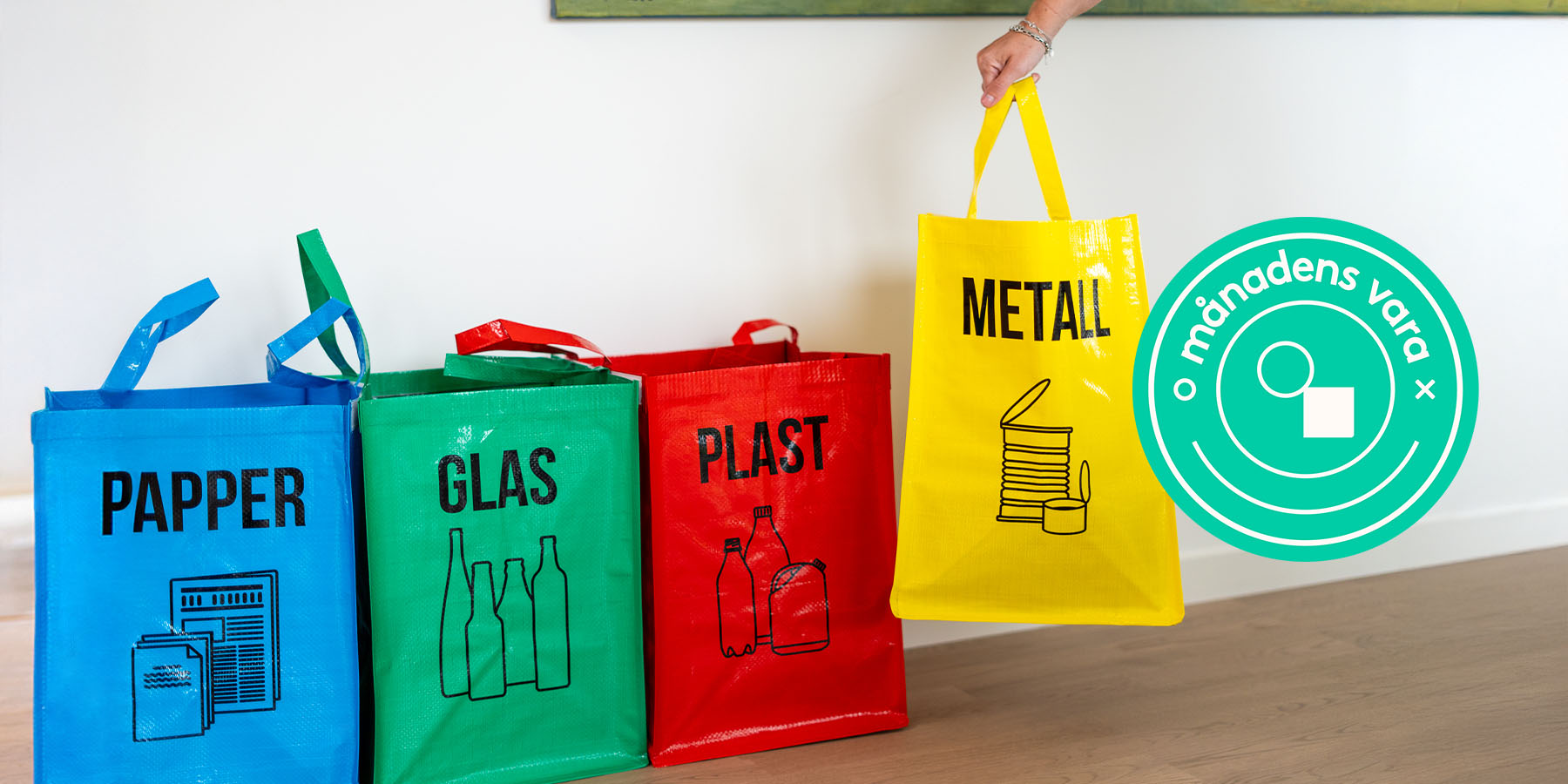 Månadens vara: Källsortering glas, papper metall och plast 20%