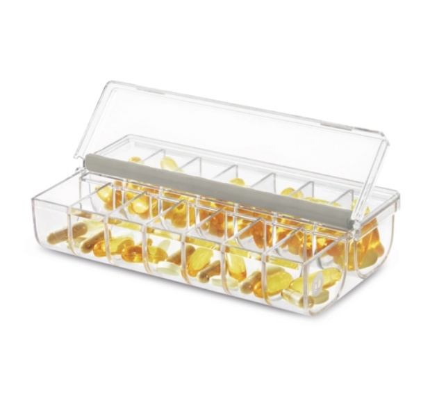 Ask för medicin med 14 fack, THE HOME EDIT PILL ORGANIZER, Transparent i gruppen Förvaring / Badrumsförvaring hos SmartaSaker.se (40028)