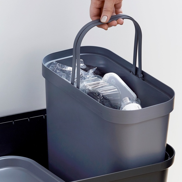 Avfallshink med handtag, 13 L, SMARTSTORE COLLECT, 34 x 17,5 x H 32 cm, Grå i gruppen Förvaring / Förvaringslådor / SmartStore förvaringslådor hos SmartaSaker.se (40055)