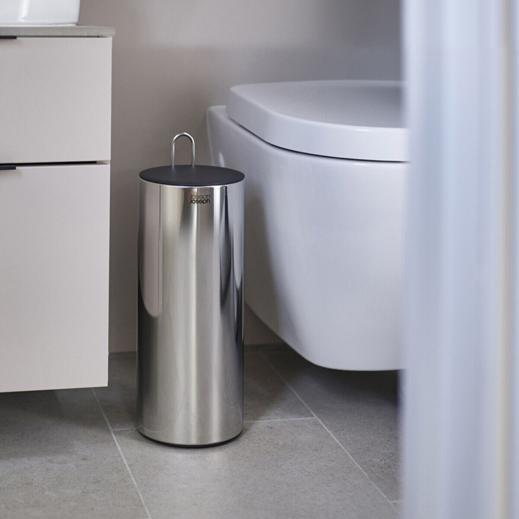 Behållare för extra toarullar, EASYSTORE LUXE, Joseph Joseph, Ã˜ 15,6 x H 41,4 cm, Rostfritt Stål i gruppen Förvaring / Badrumsförvaring hos SmartaSaker.se (40086)