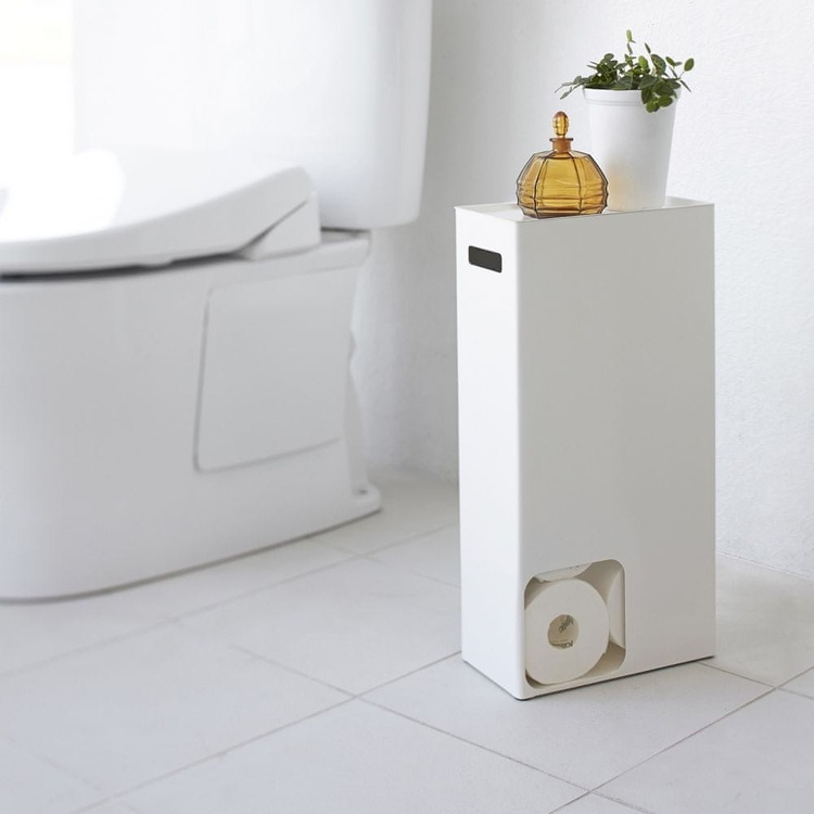 Behållare för toalettpappersrullar i metall, TOWER STOCKER, 23 x 12,5 x H 48 cm, Vit i gruppen Förvaring / Badrumsförvaring hos SmartaSaker.se (40088)